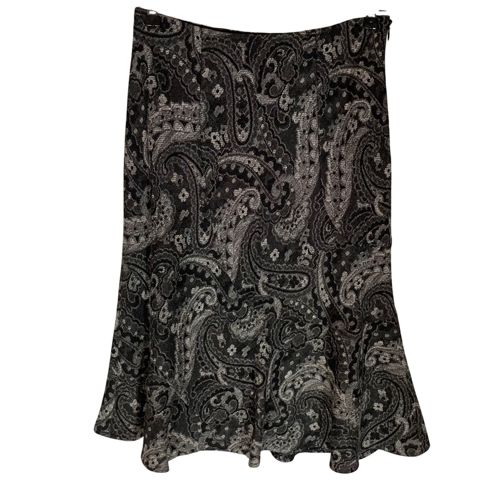 Black Paisley Tapestry A-Line Wool Blend Skirt Sz 4 USA Dark Academia Whimsygoth